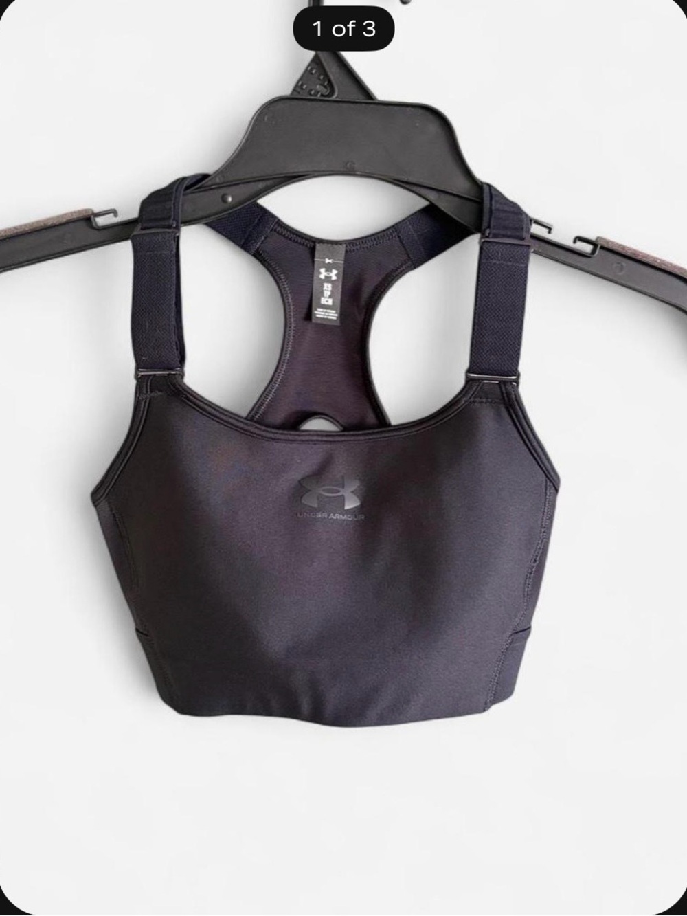 Under Armour Black Racerback Heat Gear compression Sports Bra size xsmall